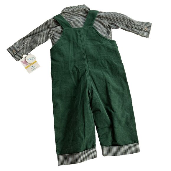 Y2K Baby Boy Christmas Corduroy Overall 2 pc Teddy Bear Small Wonders 3-6M NWT - Picture 5 of 5